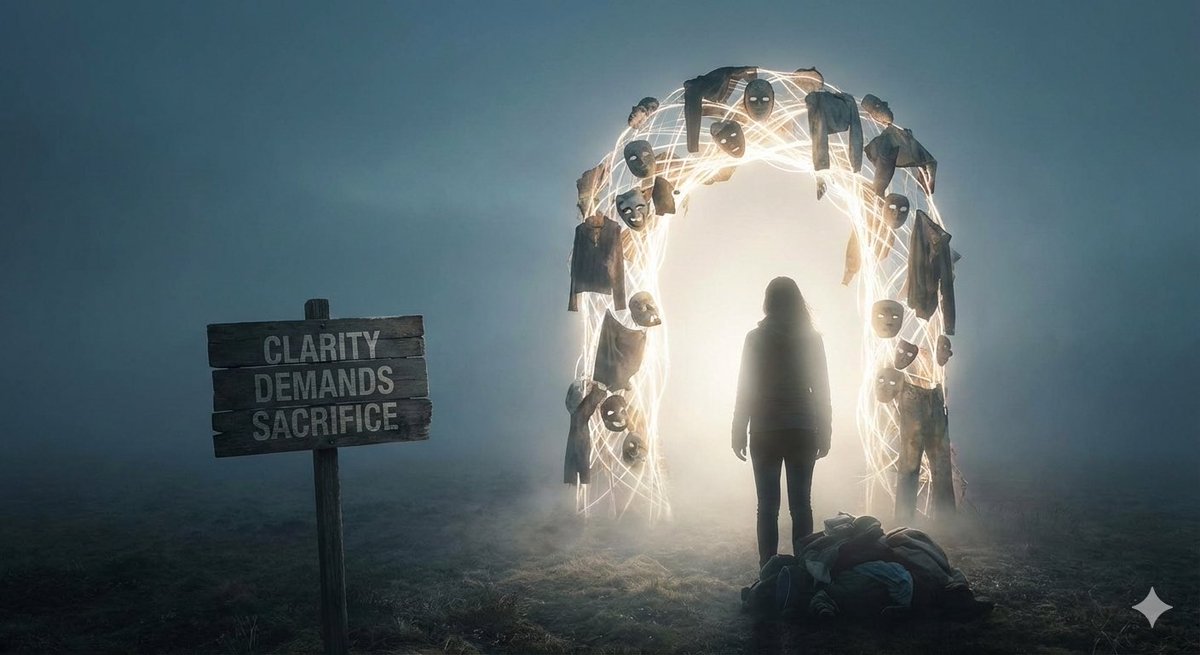 interrogania's tweet photo. Clarity costs identity. In Interrogania, you must surrender who you were to see clearly.
 Clarity demands sacrifice.
 #Clarity #InterroganiaPoetry #Transformation https://t.co/K4g7B0kvm0