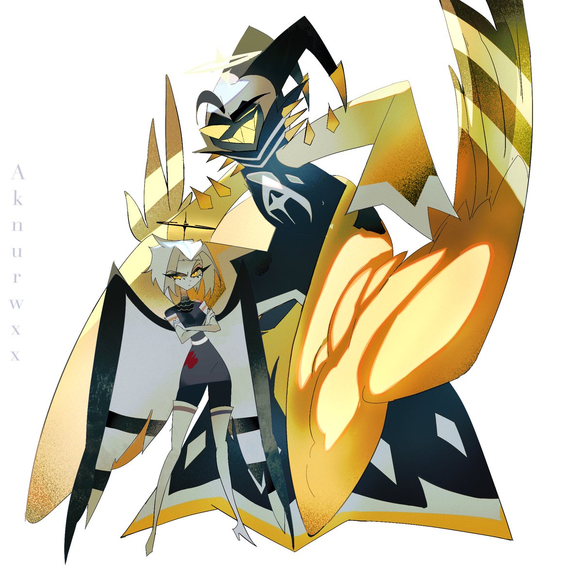 AKNURWXX's tweet photo. badass &amp; fatass #HazbinHotelAdam #HazbinhotelLute #guitarspear #guardrock https://t.co/c9OJrMRply