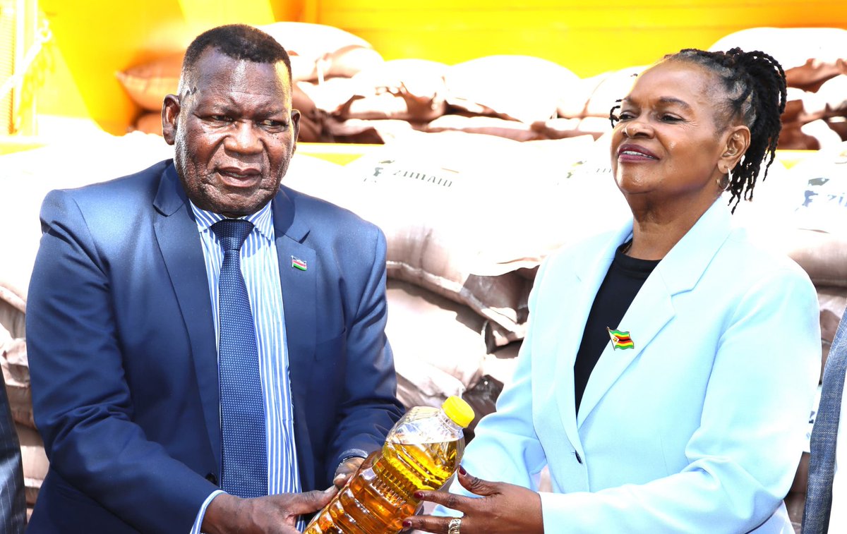 ForeignMalawi's tweet image. Hon. Dr. George Chaponda received, on behalf of H.E. President Arthur Peter Mutharika, the first consignment of humanitarian aid from Zimbabwe following Malawi’s national disaster appeal. Presented by Amb. Dr. Nancy Saungweme reflecting strong Malawi–Zimbabwe solidarity. 🇲🇼🤝🇿🇼