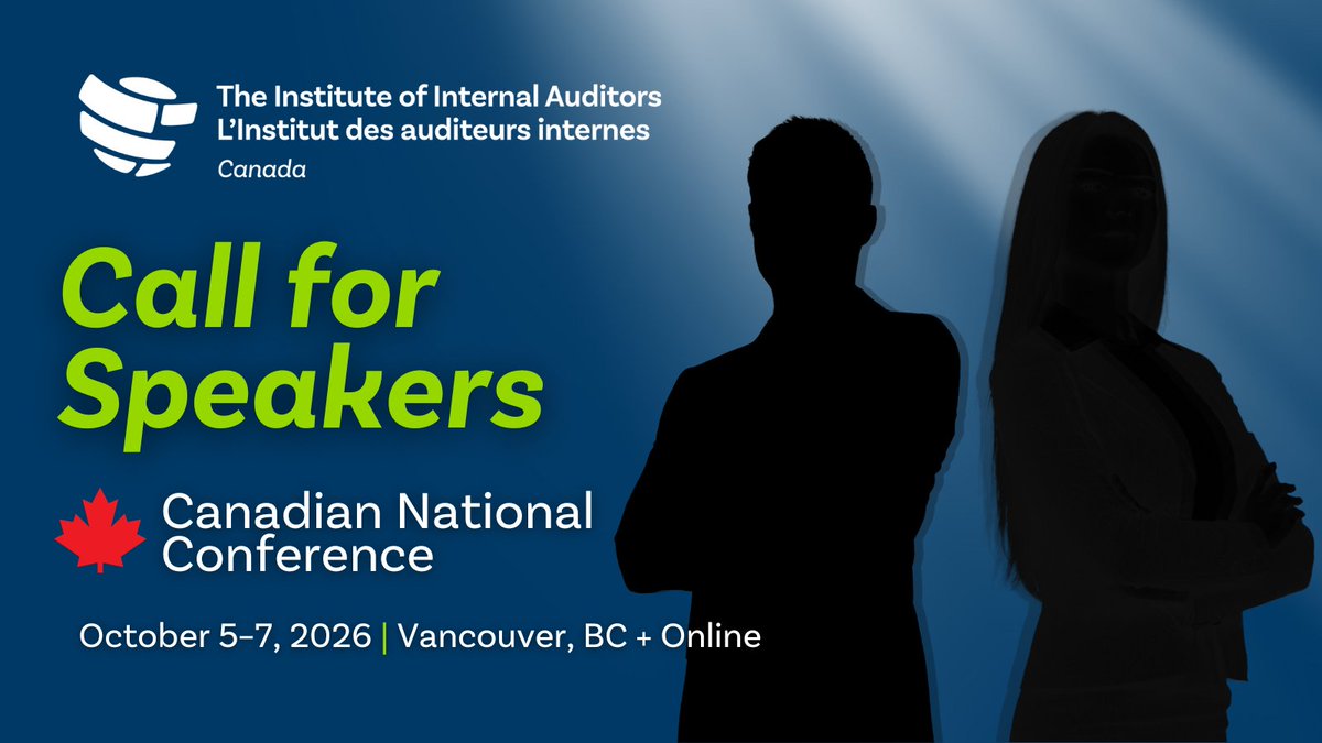 IIA_Canada's tweet photo. The Call for Speakers for IIA Canada’s National Conference is closing soon. This is your final opportunity to share your expertise at Canada’s premier internal audit event.  

Submit your abstract by February 1 👉 https://t.co/yFdj3N1RSy https://t.co/jaBZFyAJjm