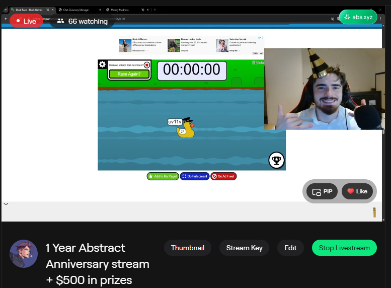 Just wrapped up the Abstract 1 Year Anniversary stream

Peaked at 89 viewers 🤯, 11 viewers short of something crazy happening, Those in the chat knows haha🎂👀

I gave away over $500 worth of assets, thanks to the following projects who contributed to the prize pool: