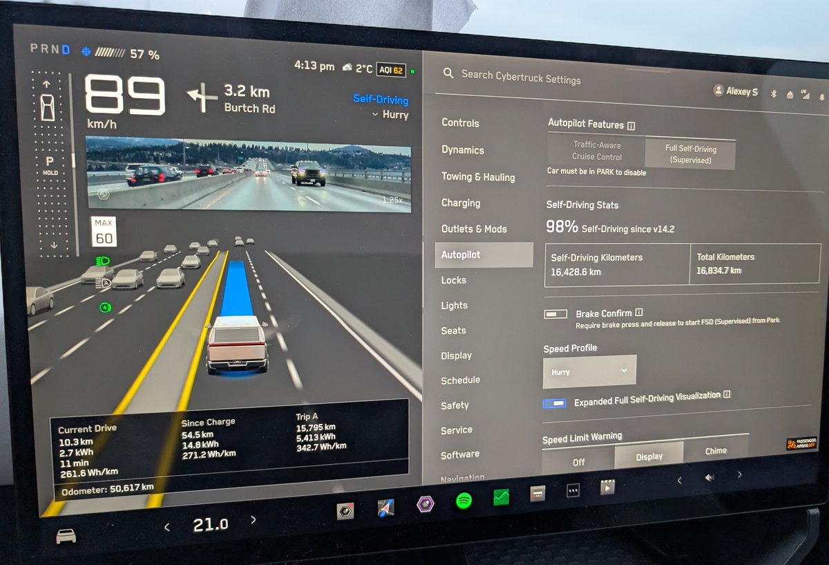 Alexey3's tweet photo. @elonmusk For long road trips, FSD is a must. It makes the journey far more enjoyable and stress-free.
I just got back from a 10,000-mile road trip across 15 states, and I honestly don’t recall a single disengagement due to FSD doing something wrong.

Thank you to the Tesla team! 👏 https://t.co/ee7dOXr3rP