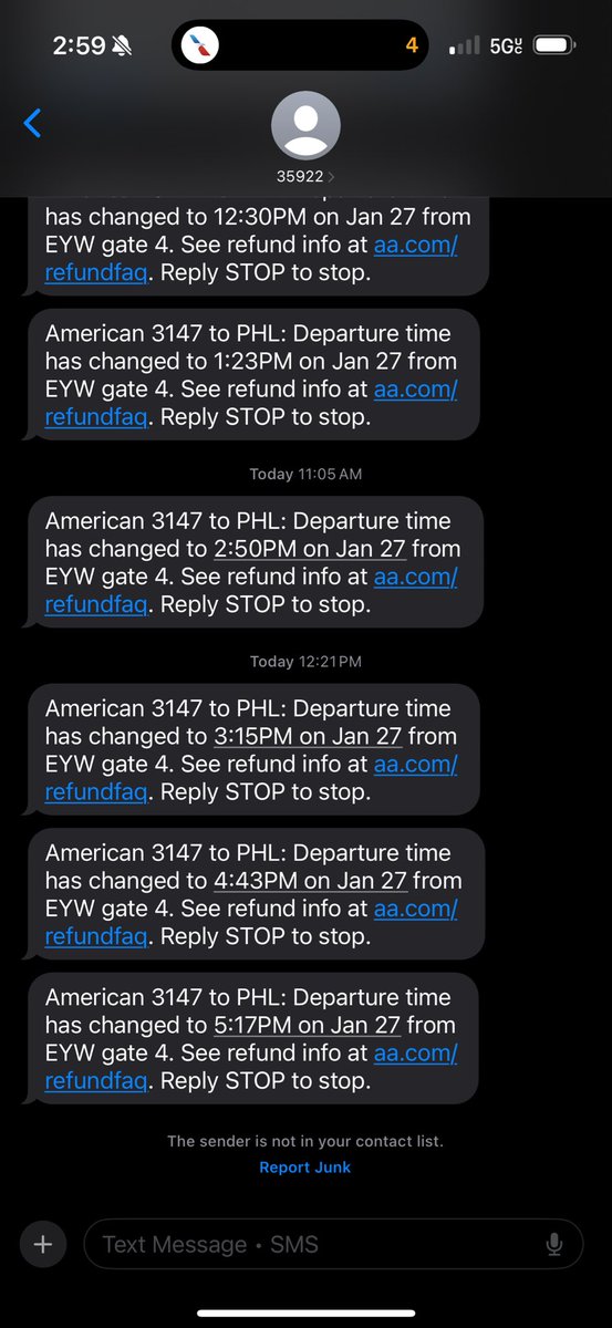 PeterJManfra's tweet photo. @AmericanAir you need to do better here. Flight has been delayed 16 times in the last 30 hours due to no available crew. 

I slept in the airport last night. Have no idea what will happen tonight. I’ve received zero hotel voucher offers. No food vouchers. Nothing.

EYW—>PHL https://t.co/Tzv3OtVc1a