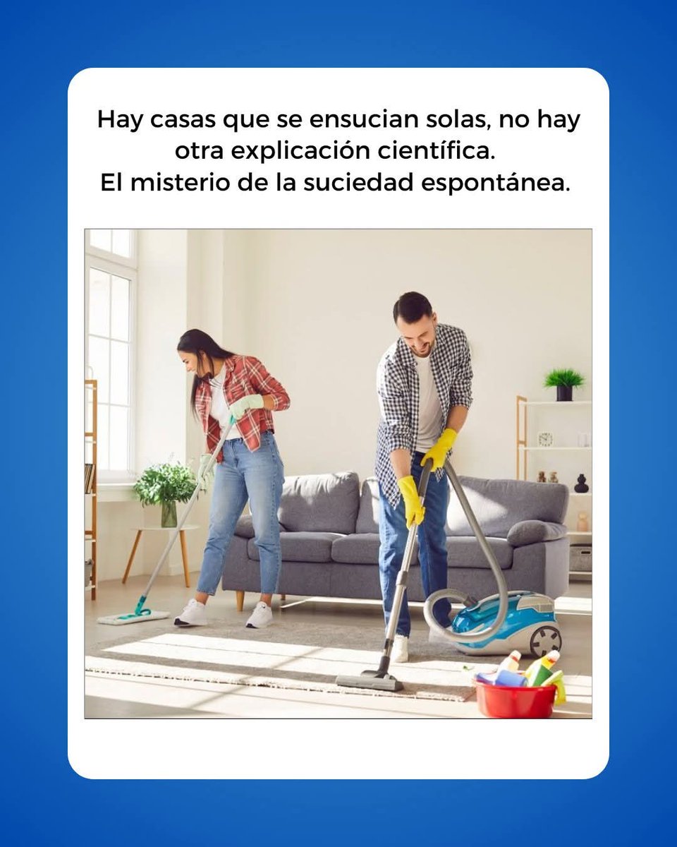 Hay casas que se ensucian solas, no hay otra explicación científica 🧽😂

Friegas, ordenas y al día siguiente parece que hubo una fiesta clandestina.

Consejo: acepta que la limpieza es temporal. Como la paz mental😌🧹

👉 Si esto te pasa, no estás solo.
#Servicios #Profesionales