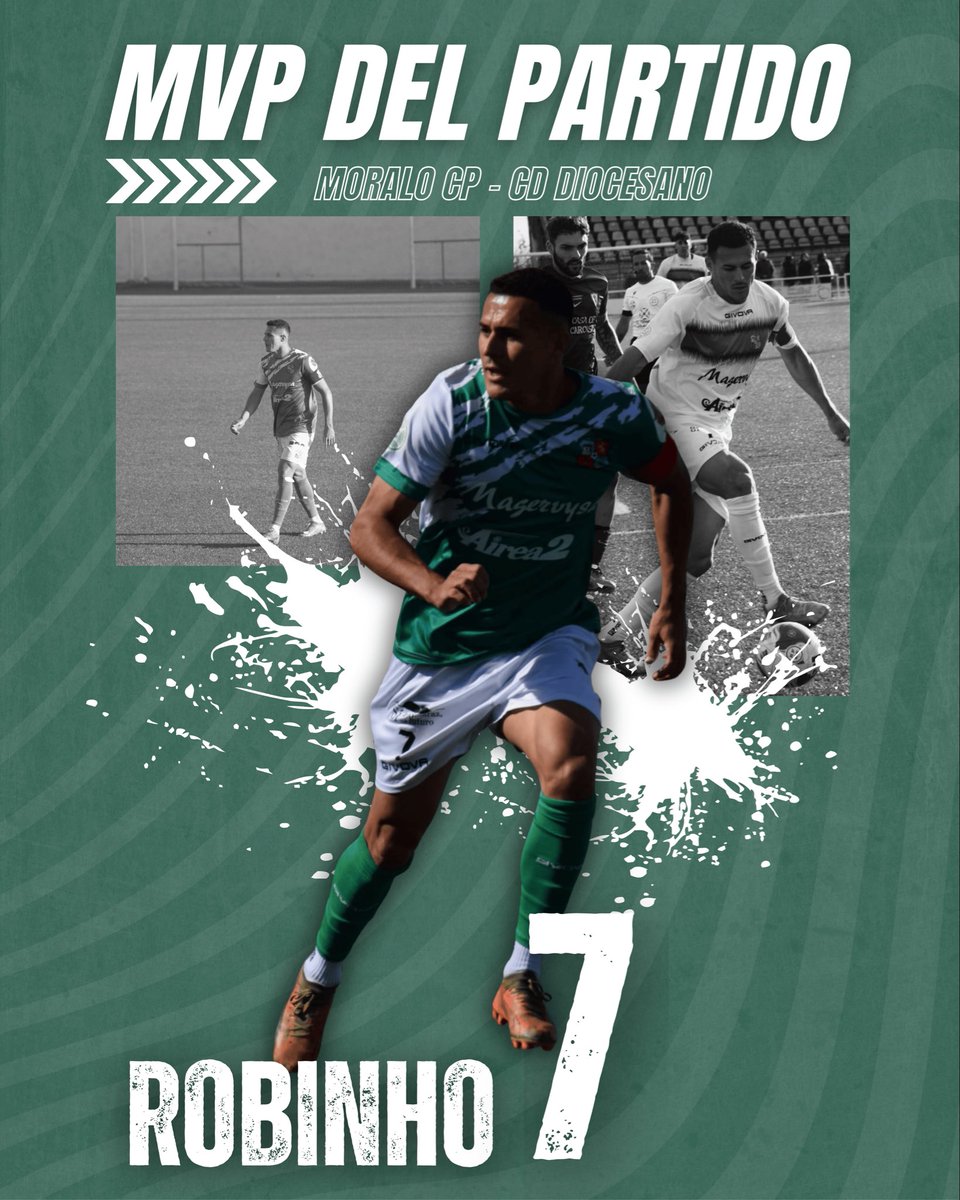 🎖️ ¡ROBINHO, MVP DEL PARTIDO! 

La afición lo ha elegido como el mejor jugador del encuentro ante el CD Diocesano👏🏻

🟢⚪ ¡Gracias, afición, por vuestro apoyo!