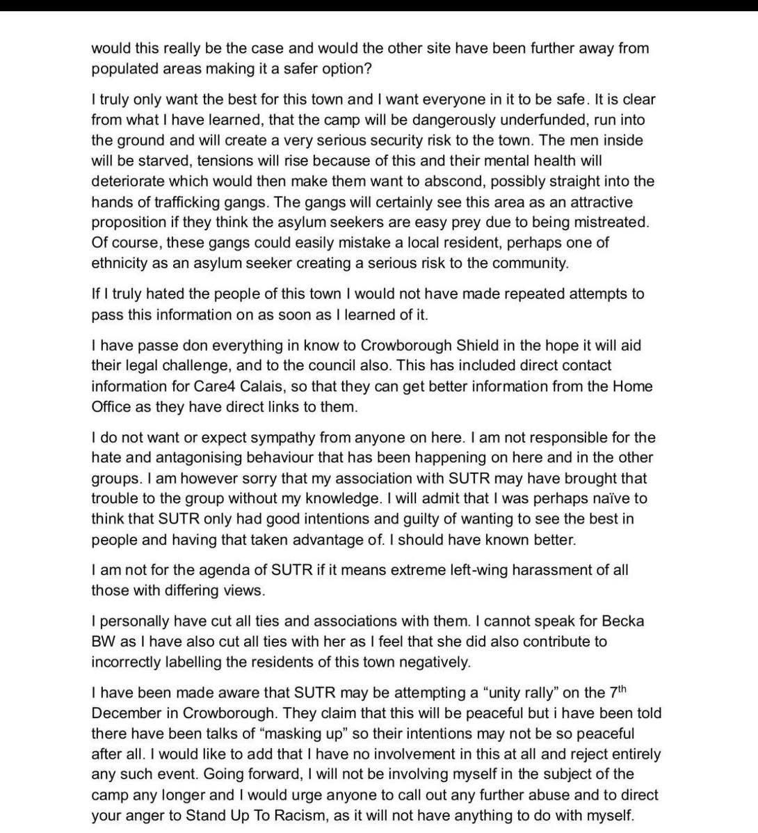 lily_lna's tweet image. Stand Up to Racism exposed.

Former Crowborough SUTR admin alleges that:

• Information from within the Home Office was exclusively shared with Stand Up to Racism and Care4Calais

• Members were encouraged to wear masks and attend protests to gather intelligence on attendees