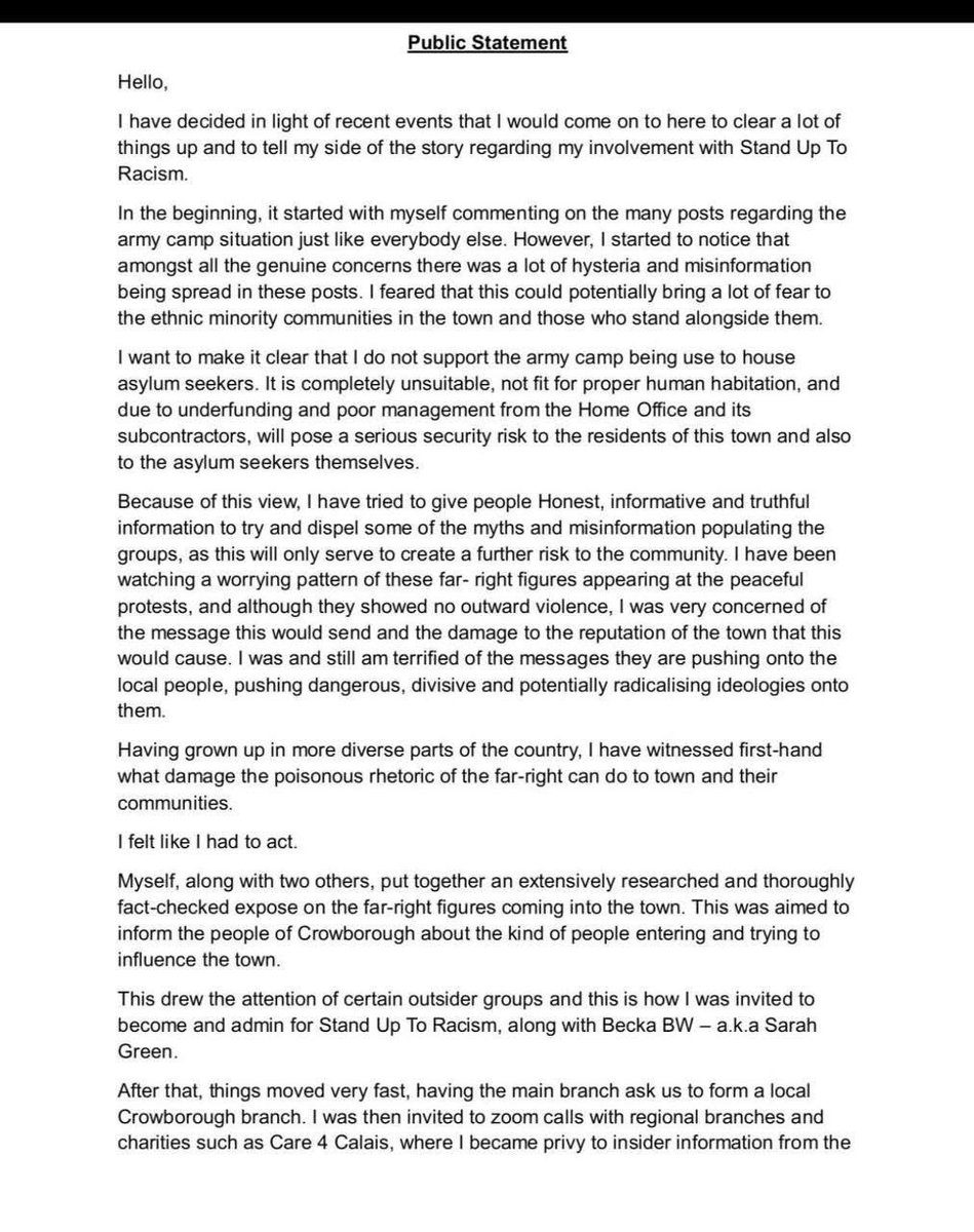 lily_lna's tweet image. Stand Up to Racism exposed.

Former Crowborough SUTR admin alleges that:

• Information from within the Home Office was exclusively shared with Stand Up to Racism and Care4Calais

• Members were encouraged to wear masks and attend protests to gather intelligence on attendees