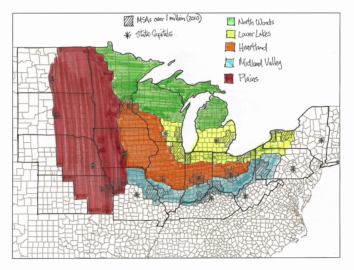 jacob__titus's tweet image. The Midwest is at least five Midwests, per @petesaunders3:

North Woods
Lower Lakes
Heartland
Midland Valley
Plains