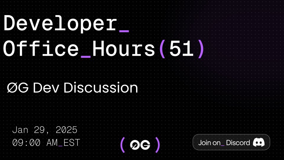 0G_labs's tweet image. Developer Office Hour #51 is live on Friday!

Join an open stage discussion between the builders of 0G and our DevRel team.

Bring your questions, share your builds, and connect with fellow developers pushing the boundaries of decentralized AI infrastructure.

Join:…