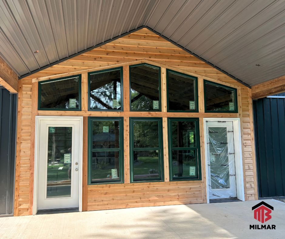 Who needs an entryway moment like this one? ✋ That's right, you do! ;)
This lovely entryway is a feature of a barndominium home we completed the shell for in Michigan.