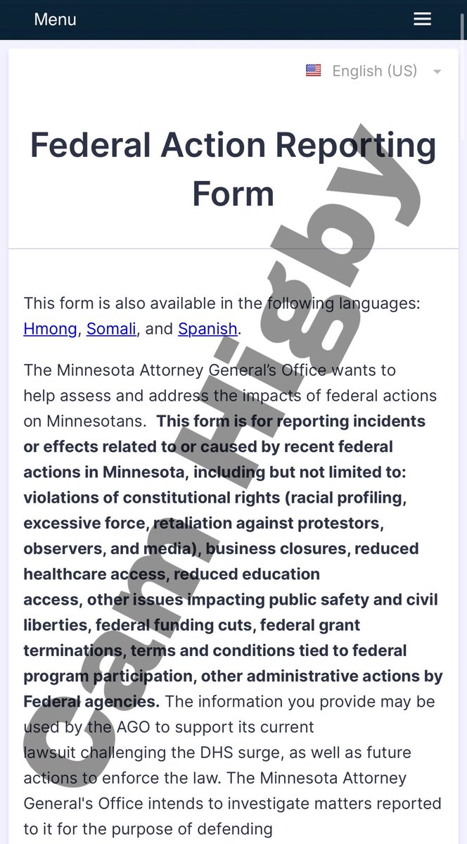camhigby's tweet image. 🚨💬 ATTORNEY GENERAL LINK TO SIGNAL GATE: 

In their legal help signal channel, was instructions to report federal agents to Minnesota Attorney General Kieth Ellison. 

The link led directly a page designed by Ellison’s office for reporting Feds. Ellison has been seen outside of…