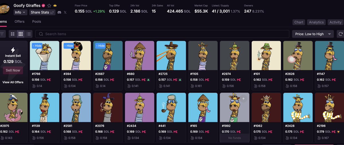 🦒 Thinking about joining Goofy Giraffes — or adding to your bag? 🦒

Now’s a great entry point 👇
OG Goofy Giraffes are sitting at just 0.155 SOL

Why holders stick around:
• NFT + token staking rewards
• Weekly USDC payouts from the Sports Betting Lounge
• Sports Clubs (NFL,
