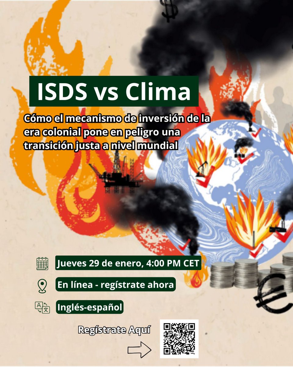 ¿Sabías que las empresas de combustibles fósiles pueden demandar a países enteros por tomar medidas climáticas? 📉⚠️

Se llama ISDS (Solución de Controversias entre Inversores y Estados), un mecanismo de la era colonial que hoy actúa como un freno para la transición justa.