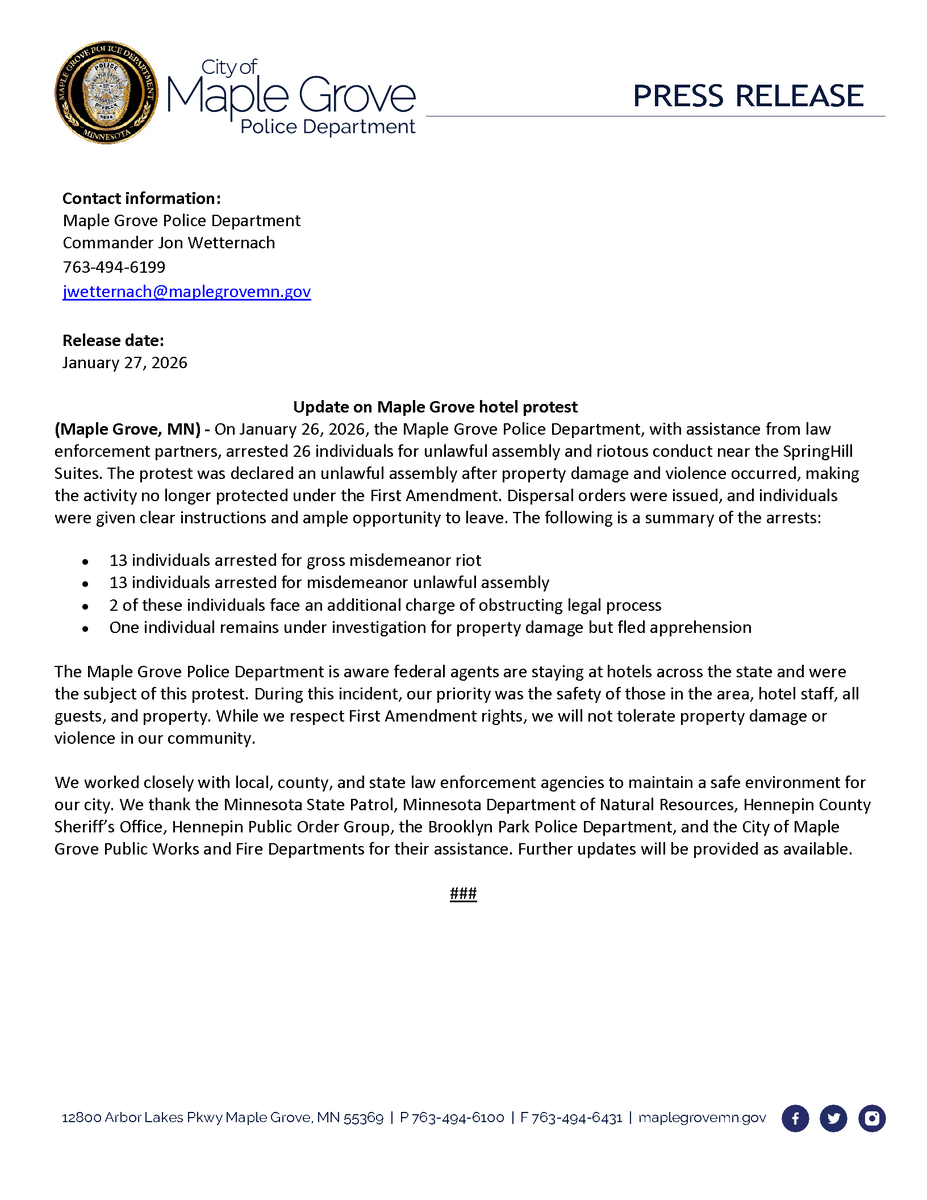 Maple Grove PD tweet media