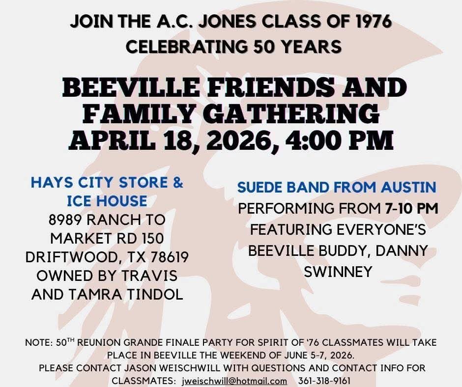 Please tell anyone you know who was part of the Class of 1976 about this Reunion!