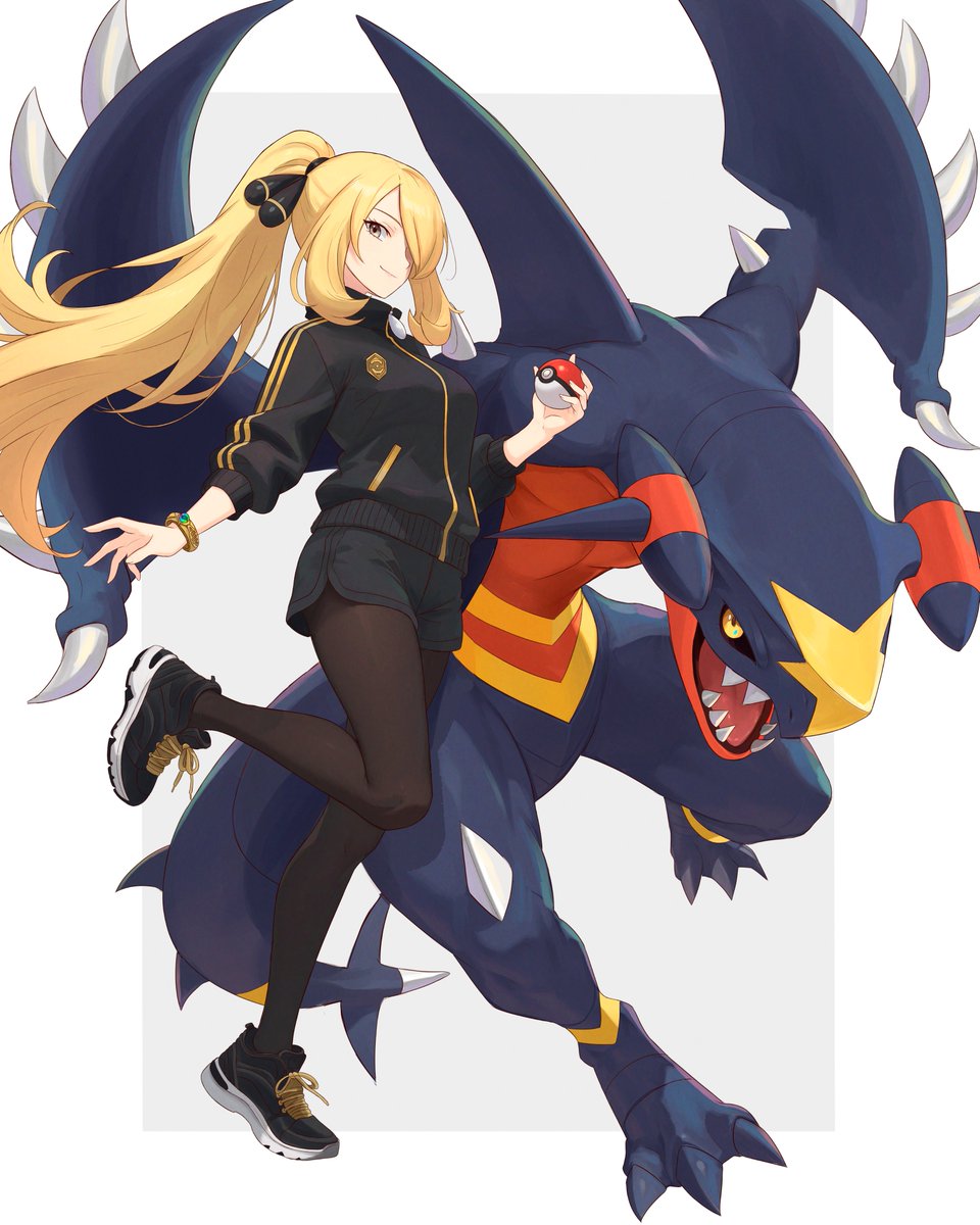 true_jek_art's tweet image. You are challenged by Trainer Cynthia and Mega Garchomp Z!