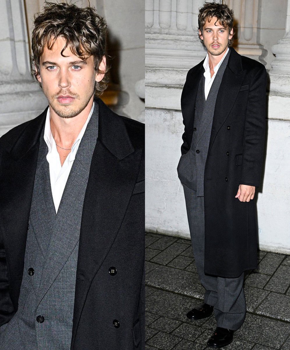Austin Butler photographed at the Saint Laurent show during Paris Fashion Week. 📷