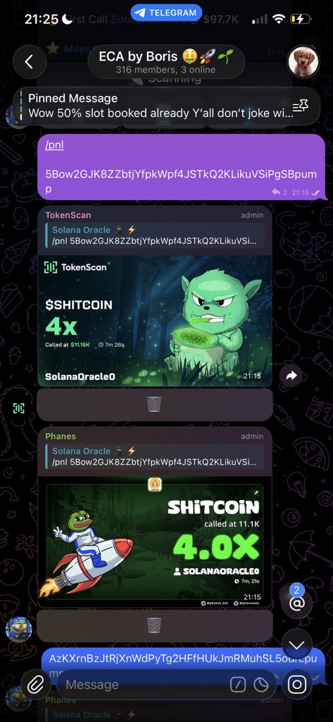 SolanaOracle0's tweet image. Let’s goo 

4x profit bagged on $SHITCOIN 
TG group members eating good

Sending higher in my Tg group 
10x soon 🚀🚀

/pnl
5Bow2GJK8ZZbtjYfpkWpf4JSTkQ2KLikuVSiPgSBpump