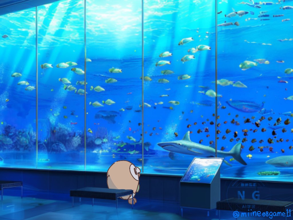 miine08game11's tweet image. Rowlet visits an aquarium
