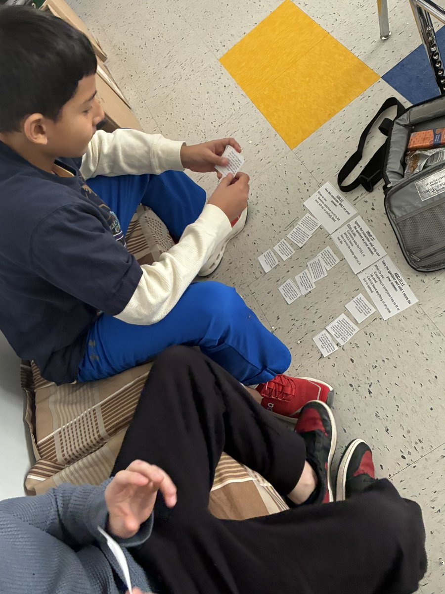 Today was a matching/sorting day.  We matched short paragraphs with their main ideas.  We also sorted division word problems while interpreting remainders.