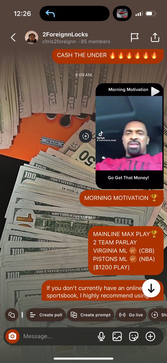 yfn_may's tweet photo. ALL PLAYS ARE FREE 
MAINLINE MAX PLAY🏆
VIRGINIA ML🏀 ( CBB)
PISTONS ML🏀 (NBA) 
($1200 PLAY)
FOLLOW INSTAGRAM TO ACCESS CHAT @Chris2foreignn  #SportsBettingX #maxplay #sportsbetting https://t.co/oxRvKjRNCP
