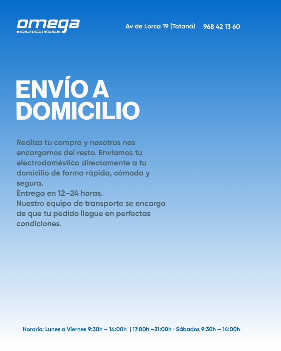 OmegaTien21's tweet photo. En Omega Electrodomésticos no solo compras, te llevas un servicio completo de principio a fin 🙌

Te asesoramos, llevamos tu electrodoméstico a casa, lo instalamos, comprobamos que funcione perfecto y, si lo necesitas, retiramos el antiguo para su correcto reciclaje. https://t.co/WRqCq17FzY