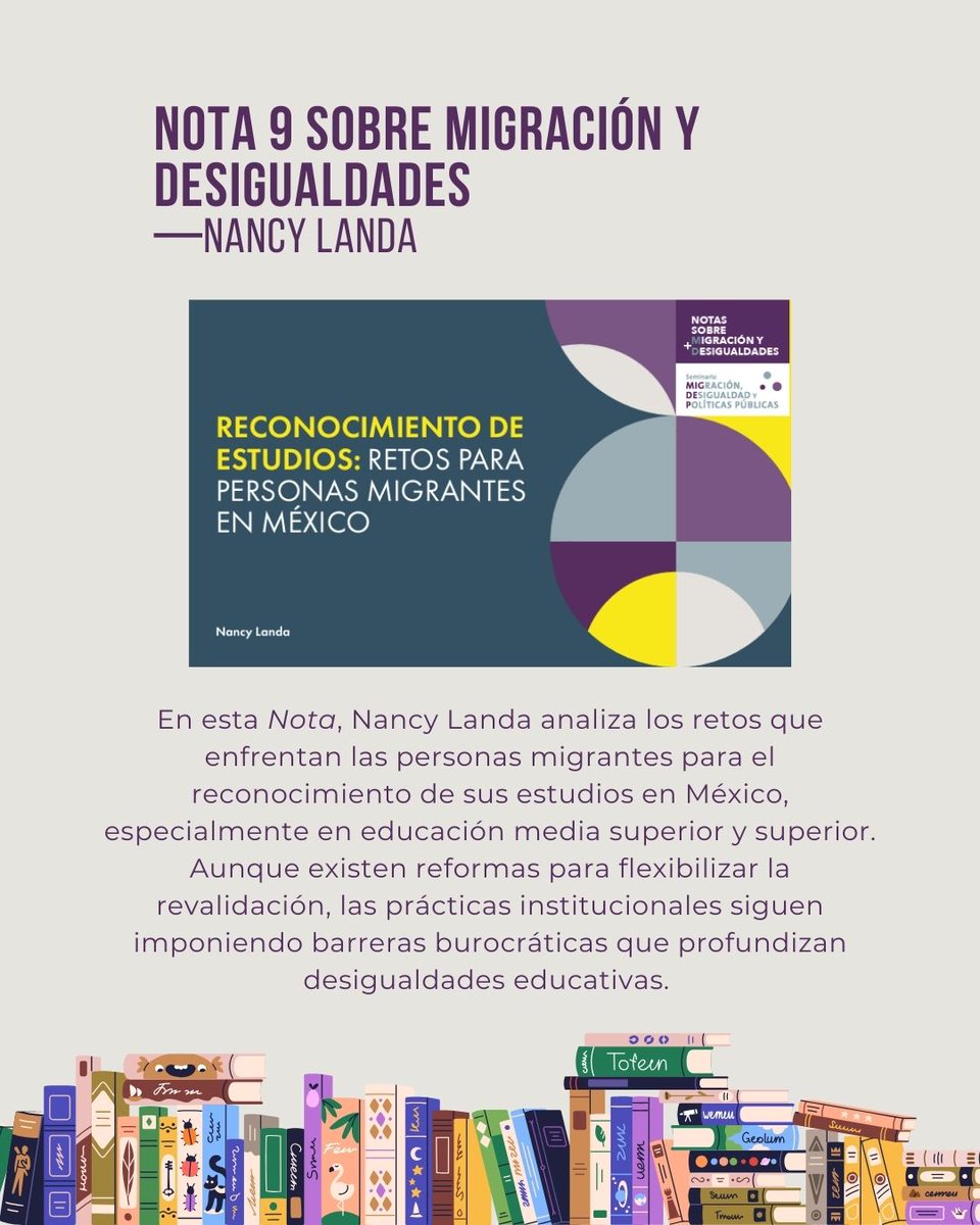 ¿Cuáles son los obstáculos que enfrentan las personas migrantes para el reconocimiento de estudios en México? Consulta de forma gratuita la nota número 9 sobre Migración y Desigualdades: migdep.colmex.mx/publicaciones/…, un análisis sobre las brechas entre la norma y la práctica