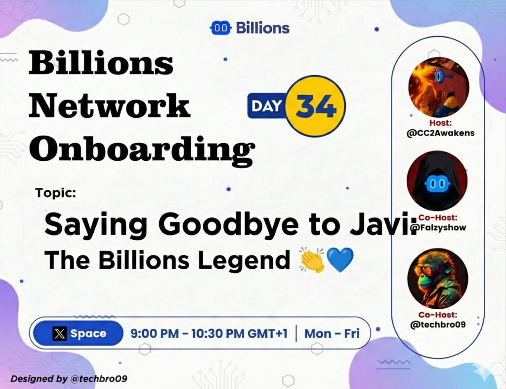 <a href="/billions_ntwk/">Billions</a> Onboarding Day 34
Today’s space is a special one. We celebrate our legend, Javi (<a href="/jgonzalezferrer/">Javi🥥.eth</a>), who has decided to take an extended break after 5 unstoppable years in Web3.
Javi isn’t leaving because he’s unwell, he’s taking this time to focus on his health,