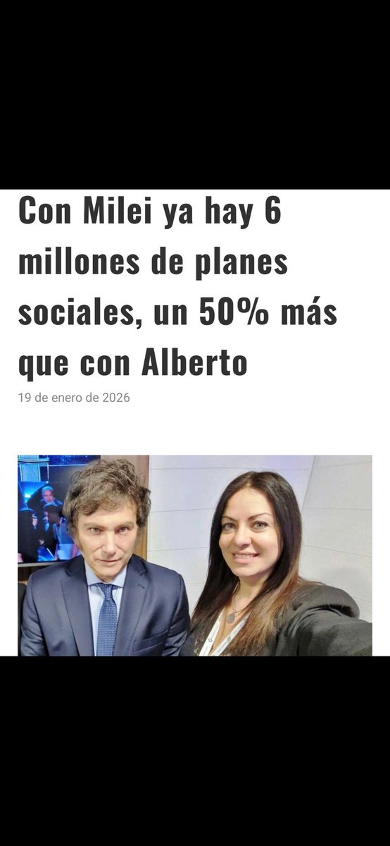 <a href="/Pampa139/">PAMPA✌️💙💛💙</a> Basta de planes dice. Los seguidores de mlei además de ser ignorantes,son fanáticos. 
Les pudrieron la cabeza, desde las redes y medios de 'comunicación'. Toda para el sionismo. Cuando nos empiecen a matar los israelies van a decir que esta bien.