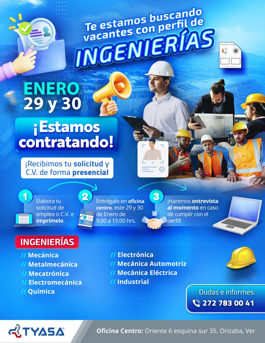 TYASA42's tweet photo. 👉 👷👷‍♀️ ‼️ IMPORTANTE Abrimos periodo de Reclutamiento con Perfil de Ingenierías de forma presencial👷‍♂️👷‍♀️

❗️Esta Campaña está dirigida tanto a gente con experiencia, así como a recién egresados o con experiencia mínima. Es la oportunidad que estabas buscando. 😃👍 https://t.co/4lQFDU014t