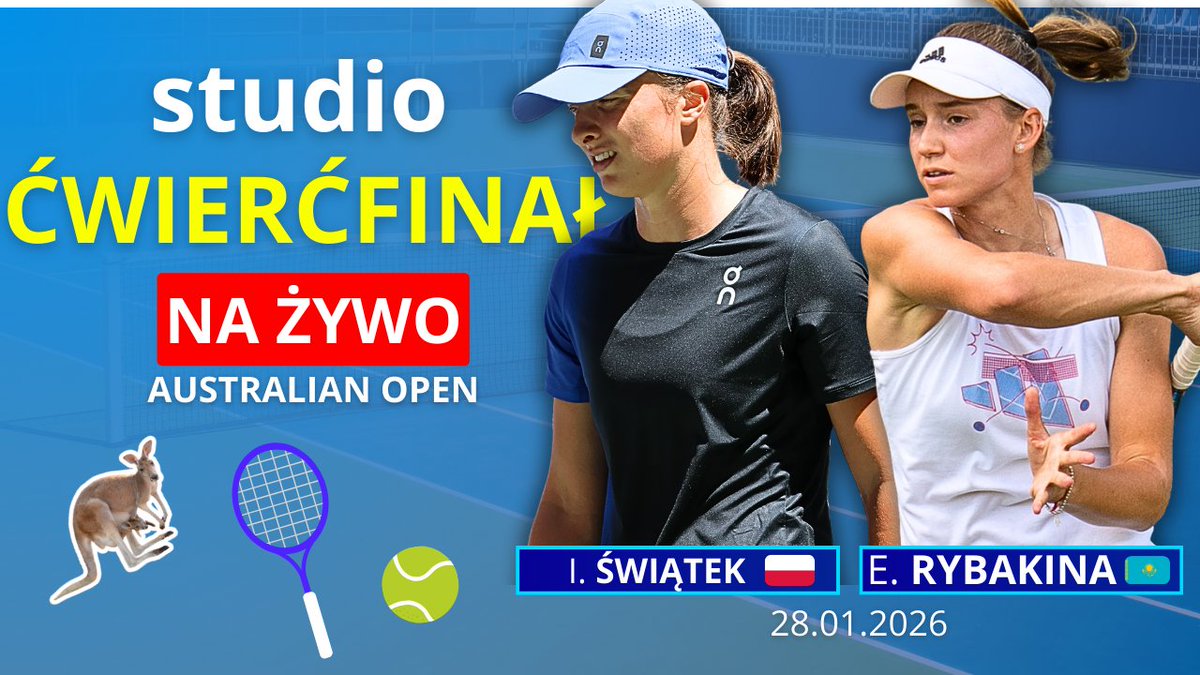 ski_tv_ski's tweet photo. Razem z @Nikocws1 zapraszamy na zapowiedź starcia #Świątek vs #rybakina. Startujemy o 23:00. Emocje gwarantowane 🍿.

👉https://t.co/BoXrMPqeLg👈

#AustralianOpen #czasnatenis #zkortu #Tenis #Melbourne #AO26 https://t.co/sF0zZzqKR5