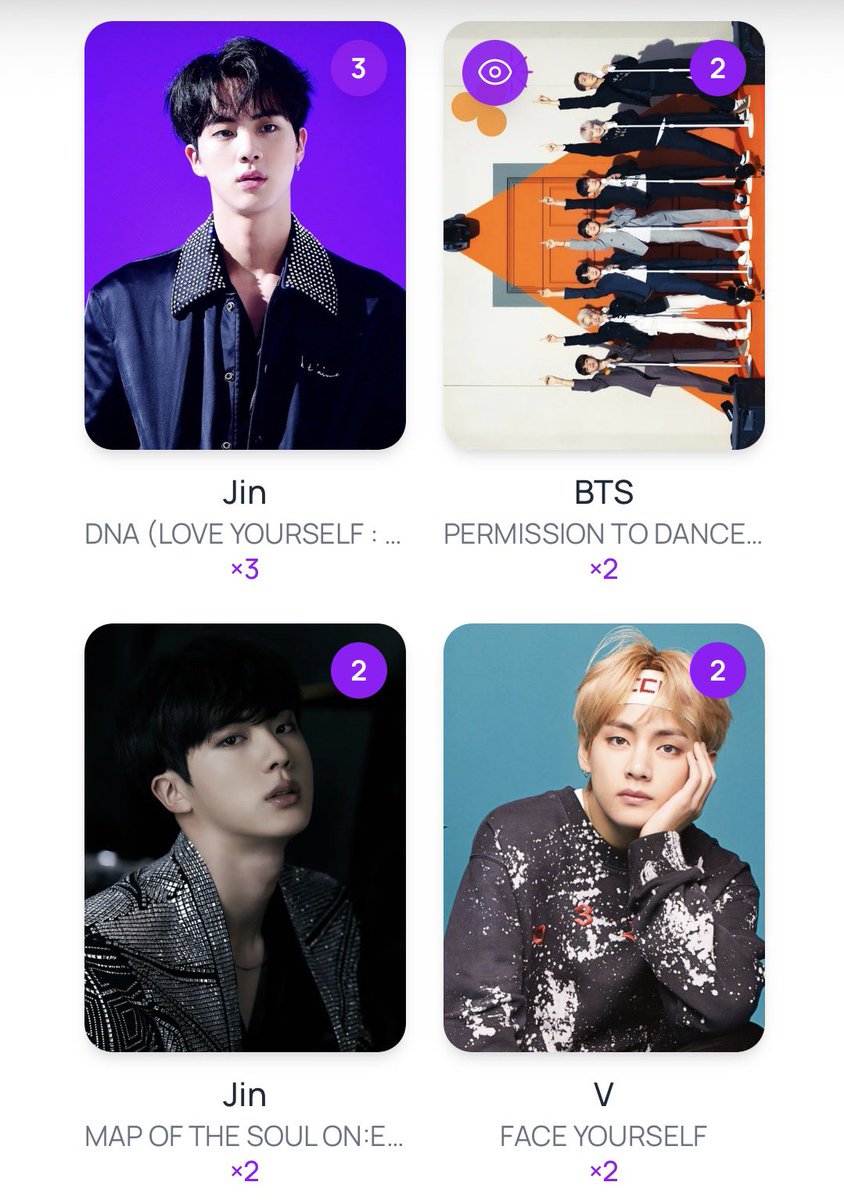 kyunigie's tweet photo. Hobi and OT7 PTD Lenti -> Jin equiv only

Jin DNA Mission -> OT7 equiv only

Rest of PCs
- OT7 LY: Answer S
- Tae Proof Door
- Hobi HYYH: Anxiety
- Jin or OT7 BE
- Hobi or Tae LY: Tear R
- Jimin or Tae MOTS: 7 - 3
- Jin or Hobi MOTS: P - 4

Username: erkive

#bcdtrade #bcdtrading https://t.co/fEfQFrfwR5
