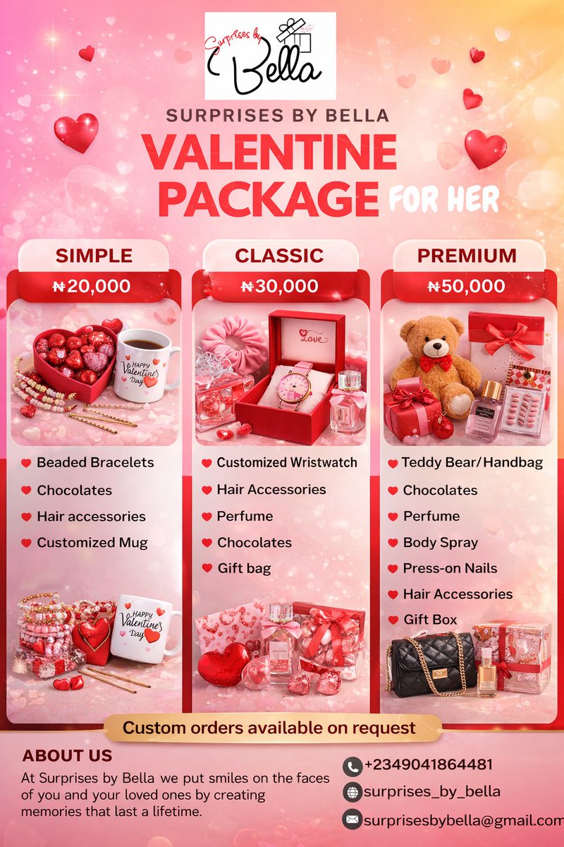Bella_surprise's tweet photo. This is your Valentine reminder 🚨❤️ DM us for Valentine packages 🎁

#ValentineGifts
#Valentinesdaypackage https://t.co/gKowYY6YwF