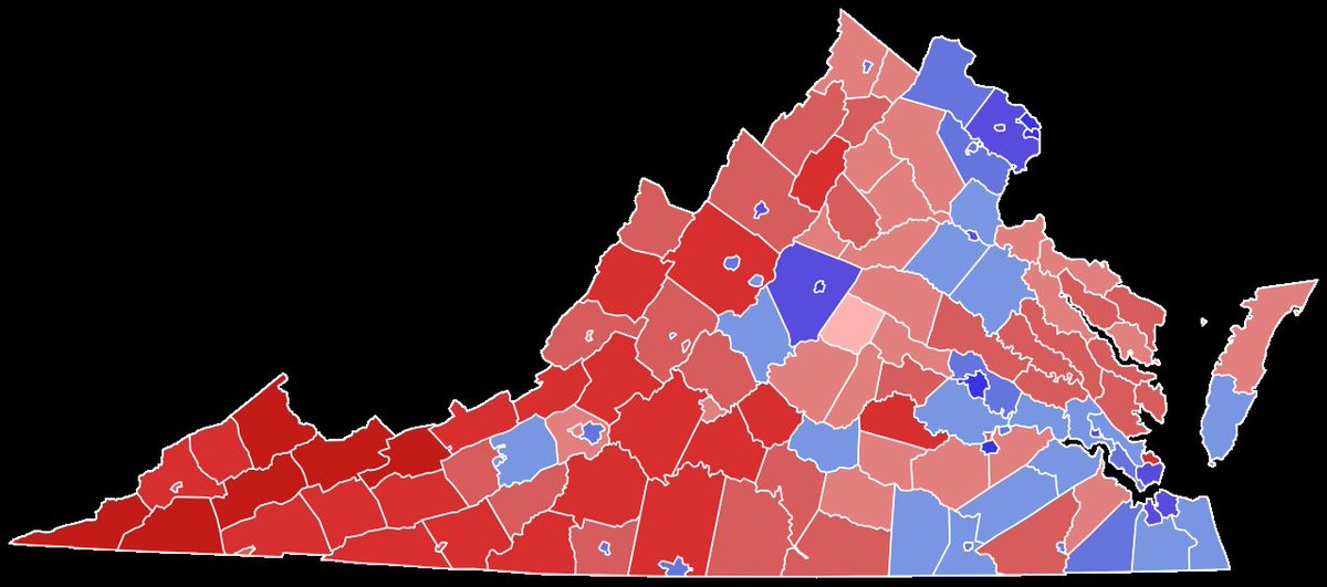 The Virginia state motto is "Sic Semper Tyrannis", which is a Latin phrase which translates to "Thus Always to Tyrants".

It was meant as a warning by George Mason. One that we did not heed. Below is the map from the recent election. Notice the significant amount that is not Blue