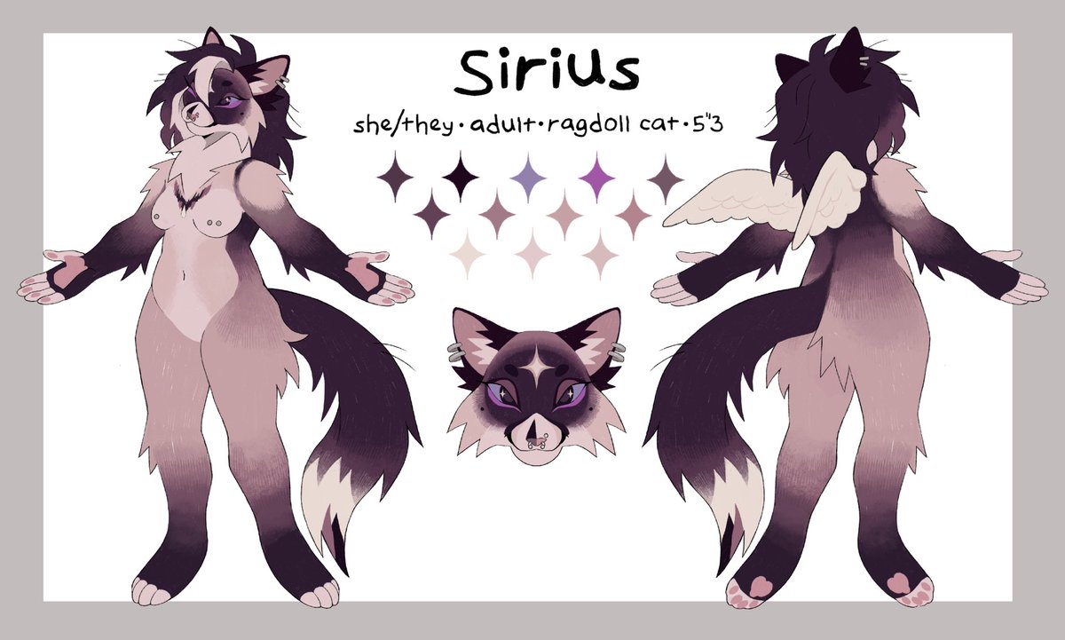 I am looking to sell my old sona Sirius.

She comes with:
A partial fursuit by felidazed (WIP)
A Roblox avatar by artemisdove
A full ref sheet by wiskors
Almost 50 pieces of art

I’m asking for $2k that will be split with her suit maker!

#fursuit #fursona