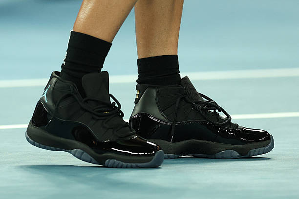 JustFreshKicks's tweet image. Carlos Alcaraz wearing the “Gamma” Air Jordan 11s today at the Australian Open 🥶🔥