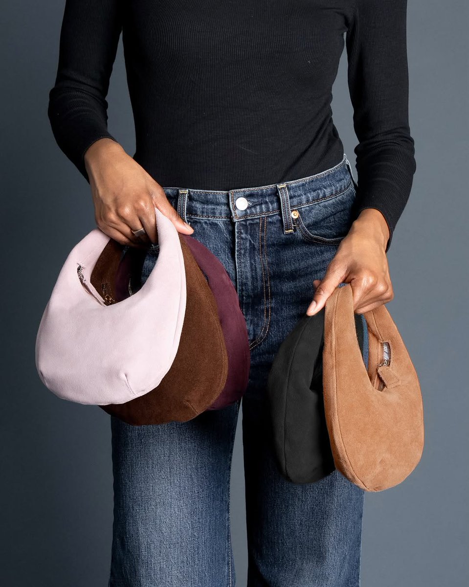 ThursdayBootCo's tweet photo. The bags are having a moment! Introducing the mini crescent. Crafted in supple suede with a modern mini crescent shape, this bag carries just what you need and elevates everything from evening plans to everyday looks.
#ThursdayBoots
#MiniBags
#WomensBags
#SuedePurse https://t.co/1p7QfaxfIp