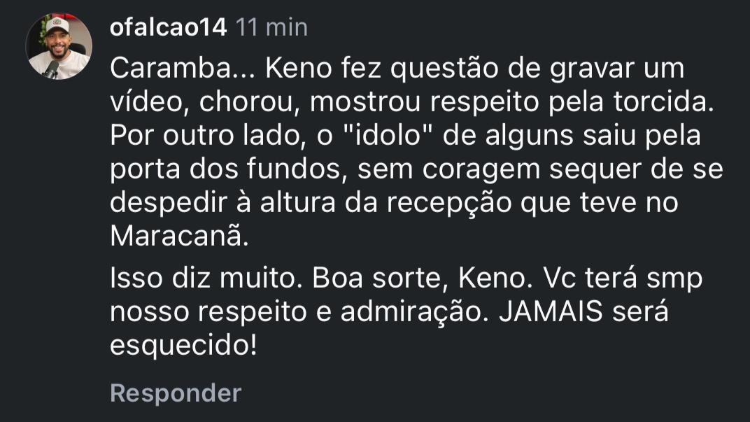 Sobre o vídeo do Keno, fica aqui esse comentário preciso sobre o ídolo de alguns de vocês...