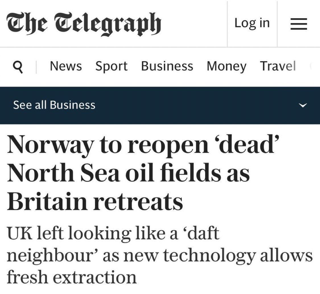Net Zero Insanity.

Norway are going to make an absolute fortune from the North Sea while the UK ignores it in favour of Chinese windmills. The UK is led by absolute morons.