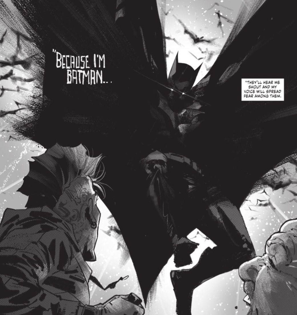 nightswayness's tweet photo. I LOVE IT WHEN BATMAN REMINDS PEOPLE WHO HE IS https://t.co/V1vPput3hl