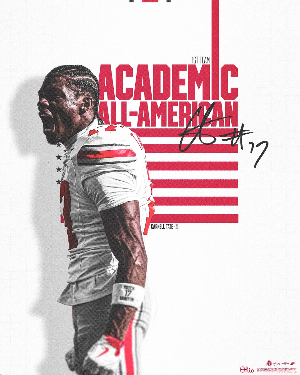 .<a href="/carnelltate_/">Carnell Tate</a> has been named to the 1st Team Academic All-American Team🥇🇺🇸