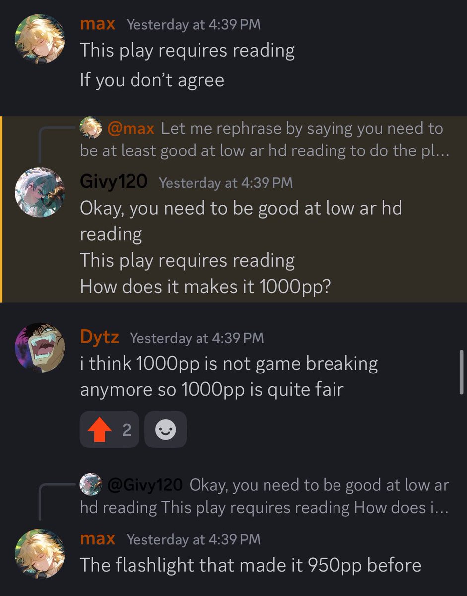 It doesn’t really matter because if I wanted pp I wouldn’t play this mod combination but it’s just crazy to me these statements are being made about me. I wish I knew where it came from.
