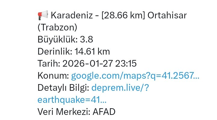 Bir Şehir düşünün deprem derinliği bile 1461 nasıl sevmeyelim ❤️💙😉 Geçmiş olsun Trabzonum #deprem