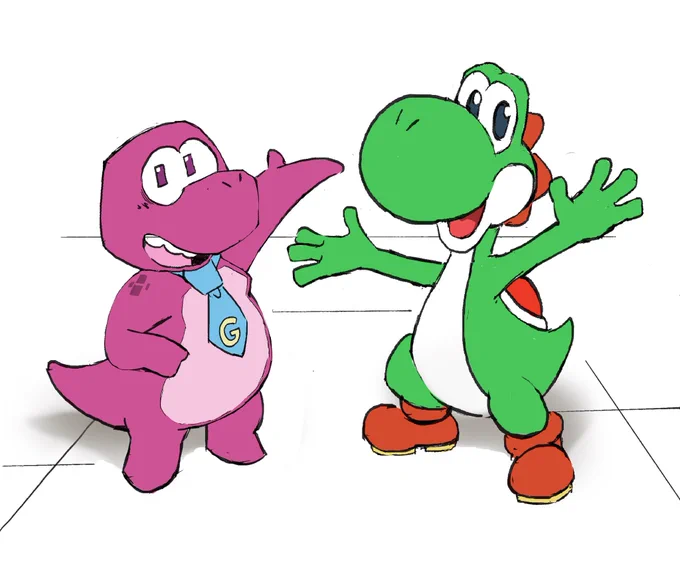 Dinosaurs this week. Gobbles and Yoshi