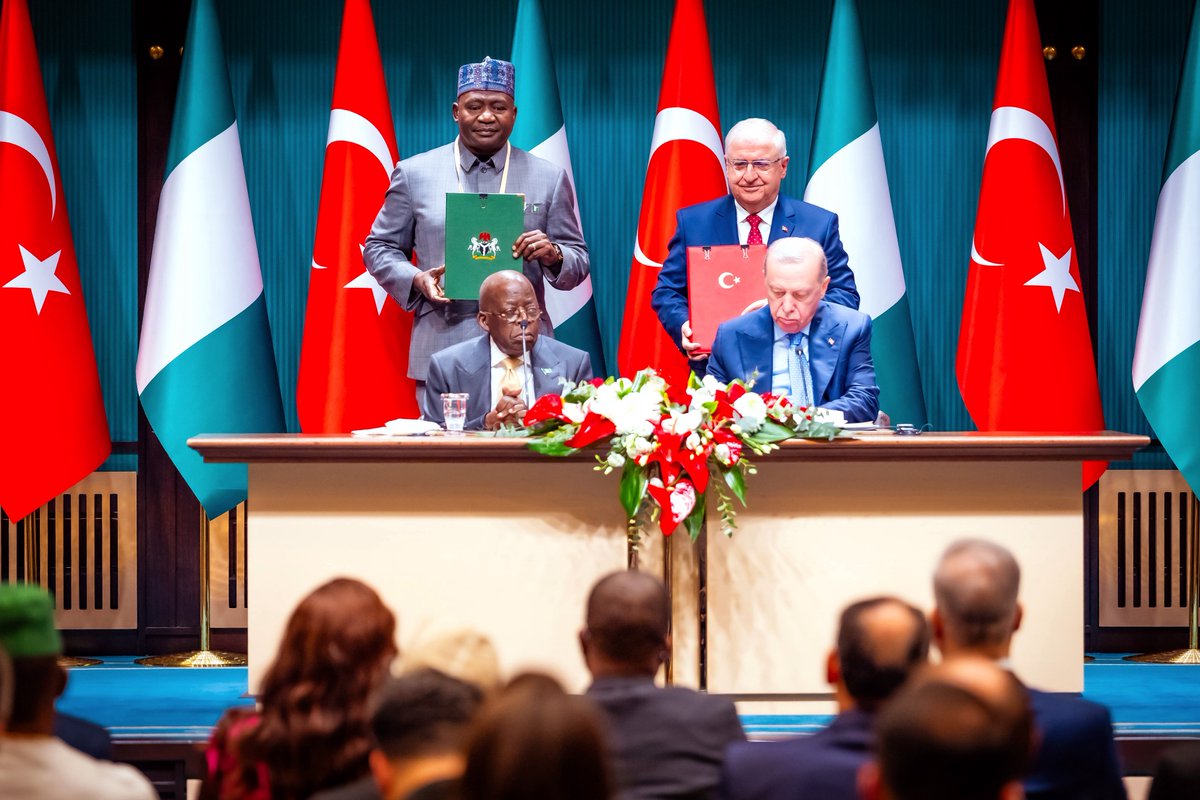 officialABAT's tweet image. During the State Visit today in Ankara, Türkiye, President Recep Tayyip Erdoğan and I reaffirmed our shared ambition, which speaks directly to jobs, investment, and opportunity for our people, creating a clear pathway to a five-billion-dollar trade volume between Nigeria and…