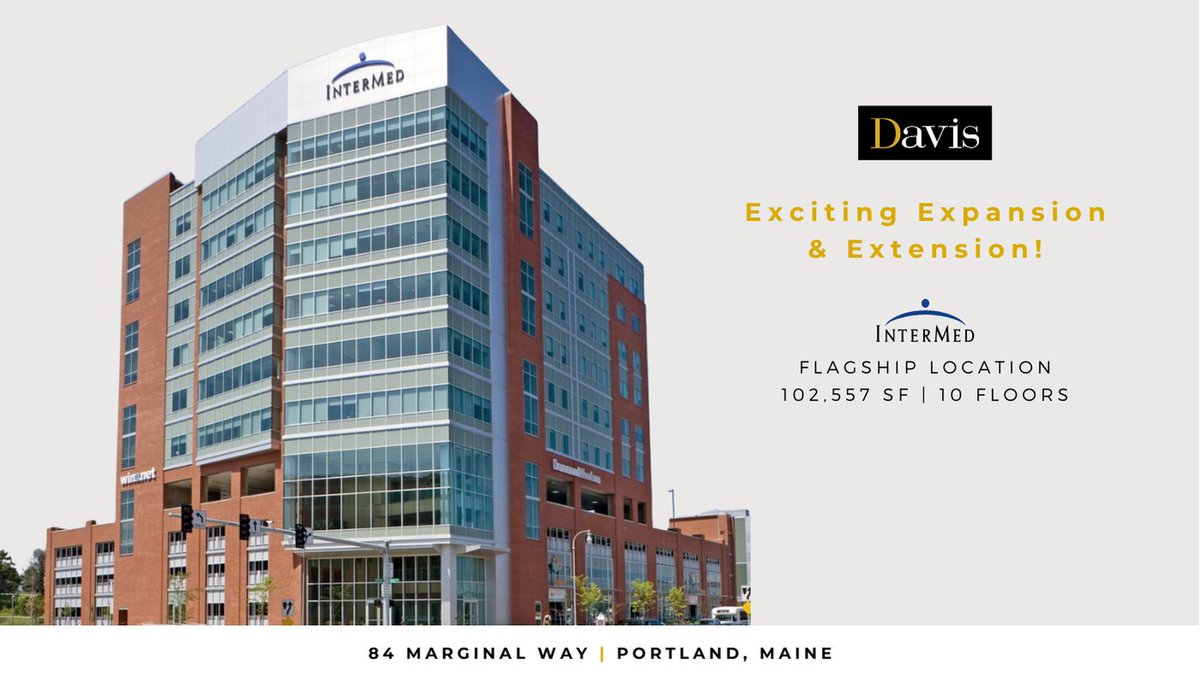 davishre's tweet photo. Davis is pleased to announce a successful expansion and long-term lease extension with our anchor medical tenant, InterMed, at 84 Marginal way in Portland, Maine.
Learn more: https://t.co/22evO5xR4W
#HealthcareRealEstate #OutpatientCare #ASC #AdaptiveReuse #CRE #PortlandME https://t.co/8ybA4sEv3E