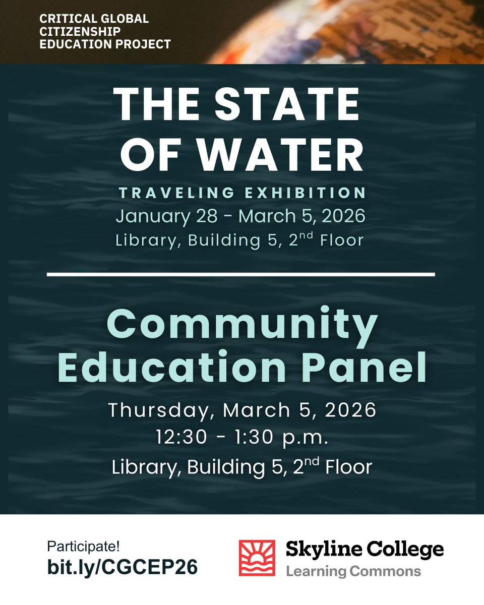 SkylineLCommons's tweet photo. Join us on our opening day for The State of Water traveling exhibit! Stop by for refreshments and great conversation.🌍🌊

Whether it's a poem or artwork, submit your original creativity based on the theme of water which will be displayed throughout the whole semester! https://t.co/WHZ8X4YHjV