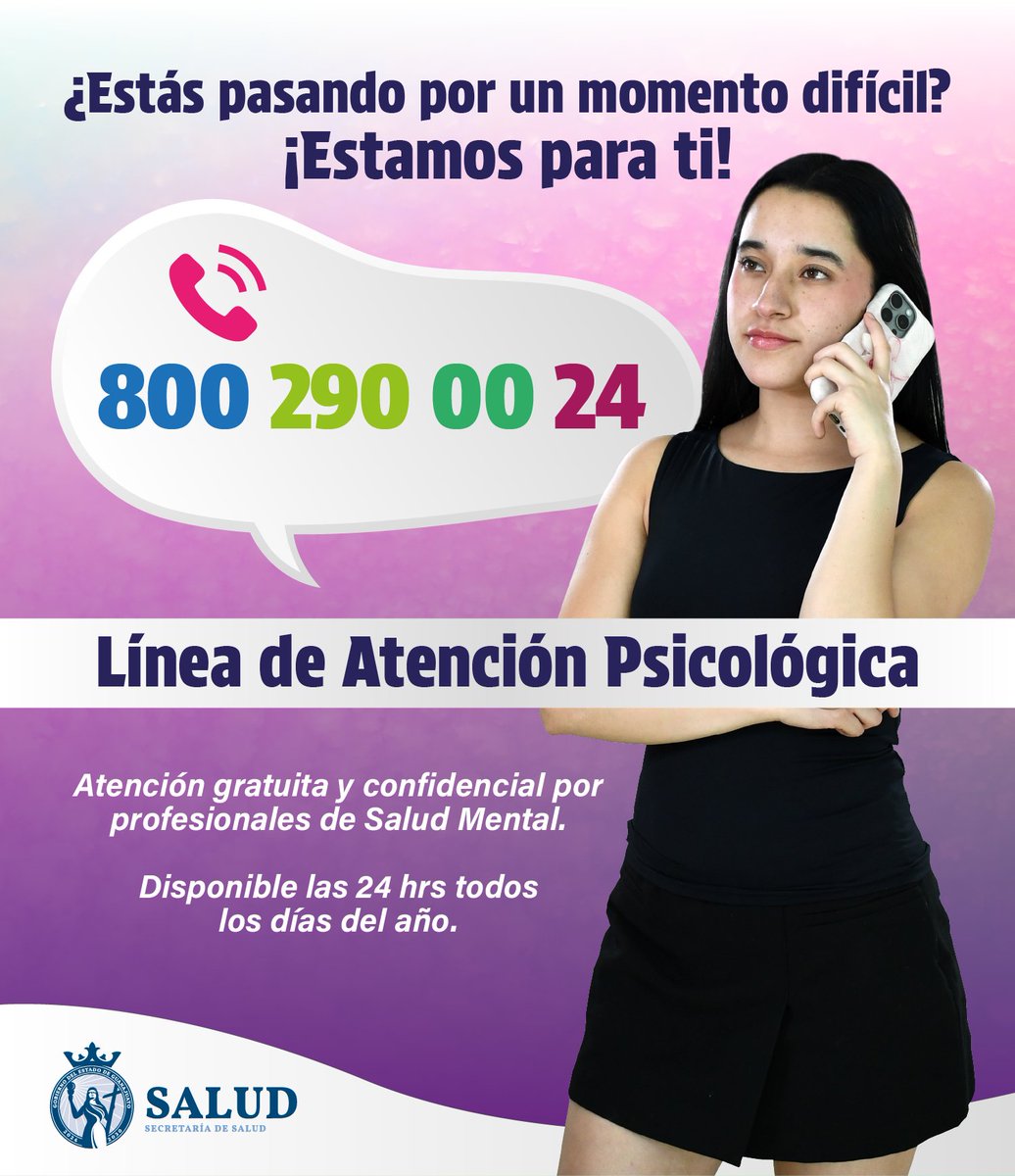 saludgobgente's tweet image. Si no te sientes al 100, está bien. No estás sola ni solo, hay quien te escucha 👀💬

📞 800 290 00 24, línea gratuita, confidencial y disponible las 24 horas 🎧

#SaludMental #EstamosContigo #GobiernoDeLaGente