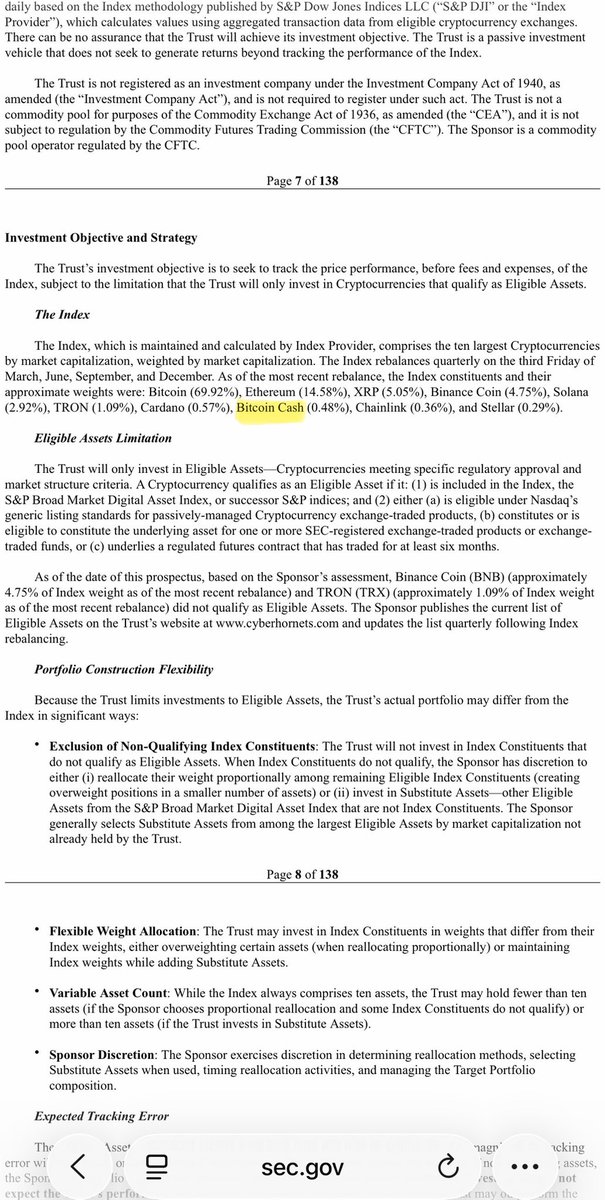 xsamsnz's tweet photo. Bitcoin Cash $BCH included in 10 crypto ETF https://t.co/DnMS93aiiS