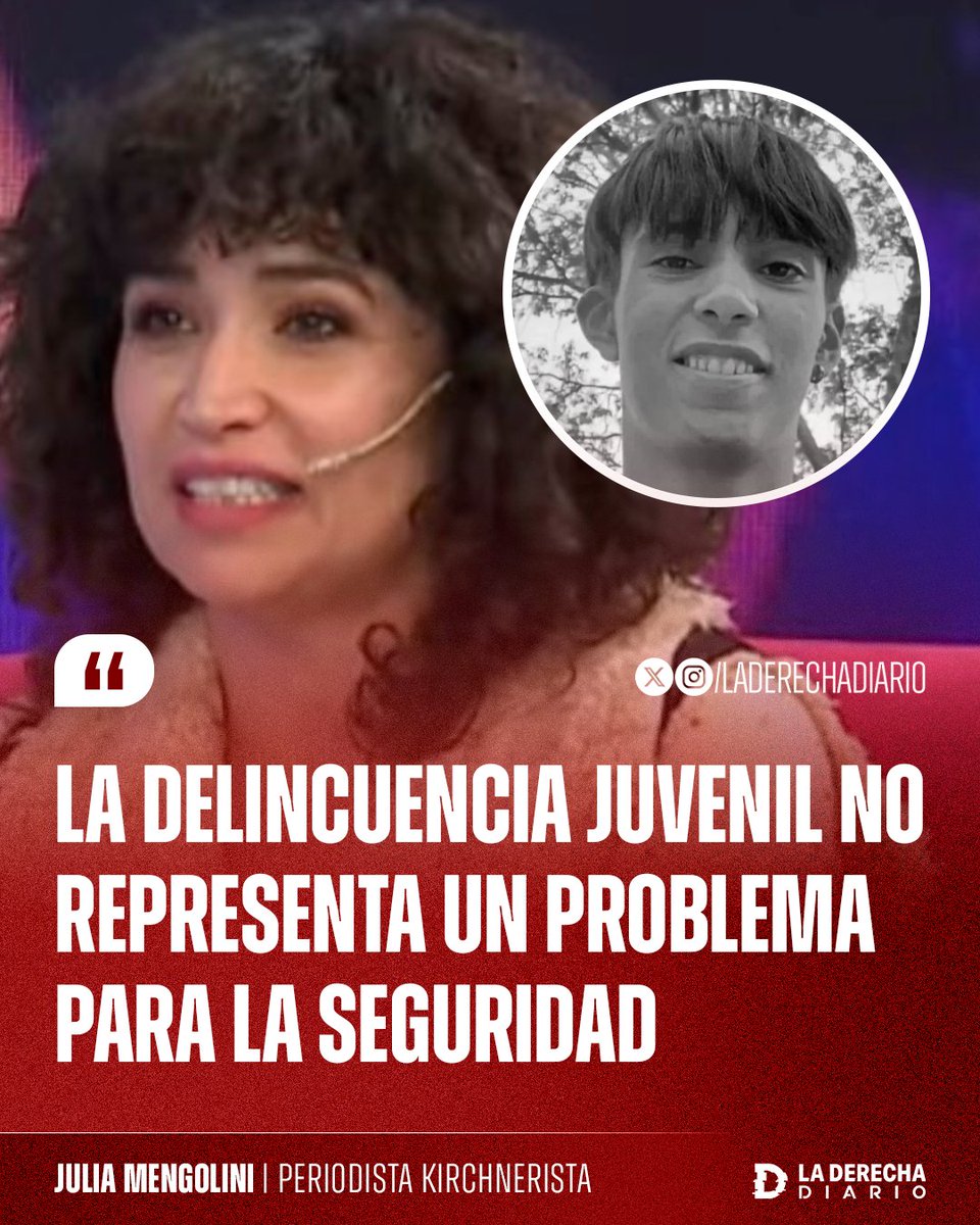 🚨🇦🇷 | HIJA DE PUTA: Tras el siniestro asesinato de Jeremías Monzón, el joven torturado hasta la muerte por tres menores de edad, la kirchnerista Julia Mengolini se opuso a la baja de la edad de imputabilidad y afirmó que "la delincuencia juvenil no representa un problema".